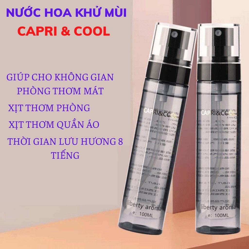 Xịt thơm quần áo Capri Cool , nước xịt thơm quần áo 100ML khử mùi hiệu quả có 7 mùi hương theo cá tính