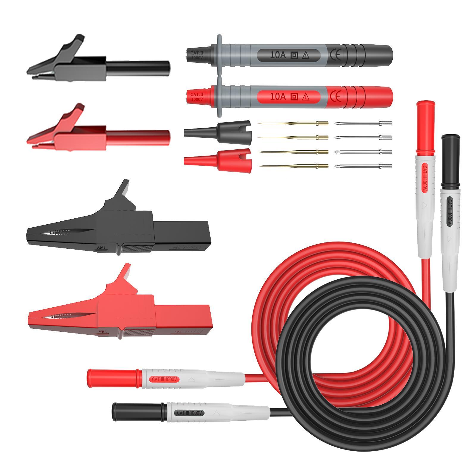 Multimeter Test Leads Kits Test Hook Clips Meter Test Probes Multimeter Pin Probes Professional for Digital Multimeter Test Leads Car Tester