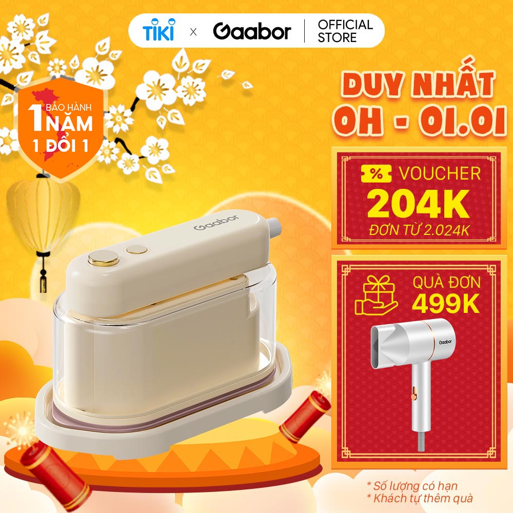 Bàn ủi hơi nước gấp gọn Gaabor GS1300M-PK01A thiết kế cầm tay nhỏ gọn dễ thương công suất 1300W - Hàng chính hãng