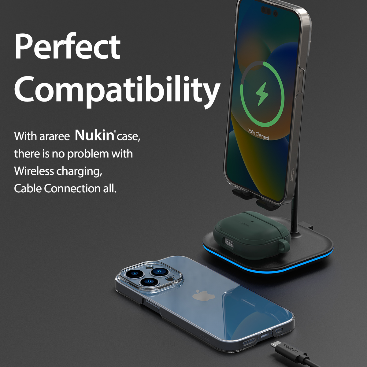 Ốp Lưng Chống Sốc ARAREE Nukin 085 Clear Dành Cho iPhone 14 / 14 Plus / 14 Pro / 14 Pro Max - Hàng Chính Hãng