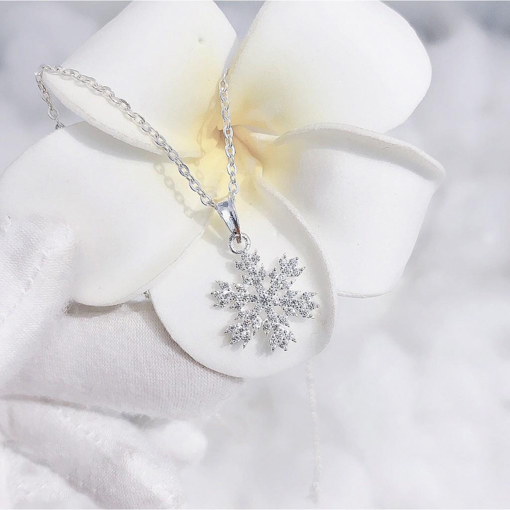 Vòng Cổ Bạc, Dây Chuyền Bạc Hoa Tuyết Lấp Lánh Nạm Đá Tấm Sang Trọng TNC JEWELLERY