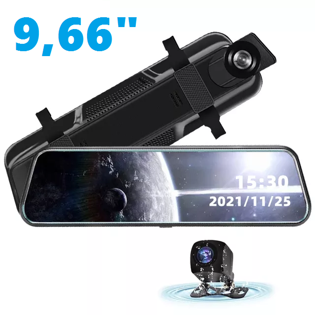 Camera hành trình ô tô Gương chiếu hậu Z8 9.66 inch Full gương video 2K sắc nét - Camera kép trước và sau