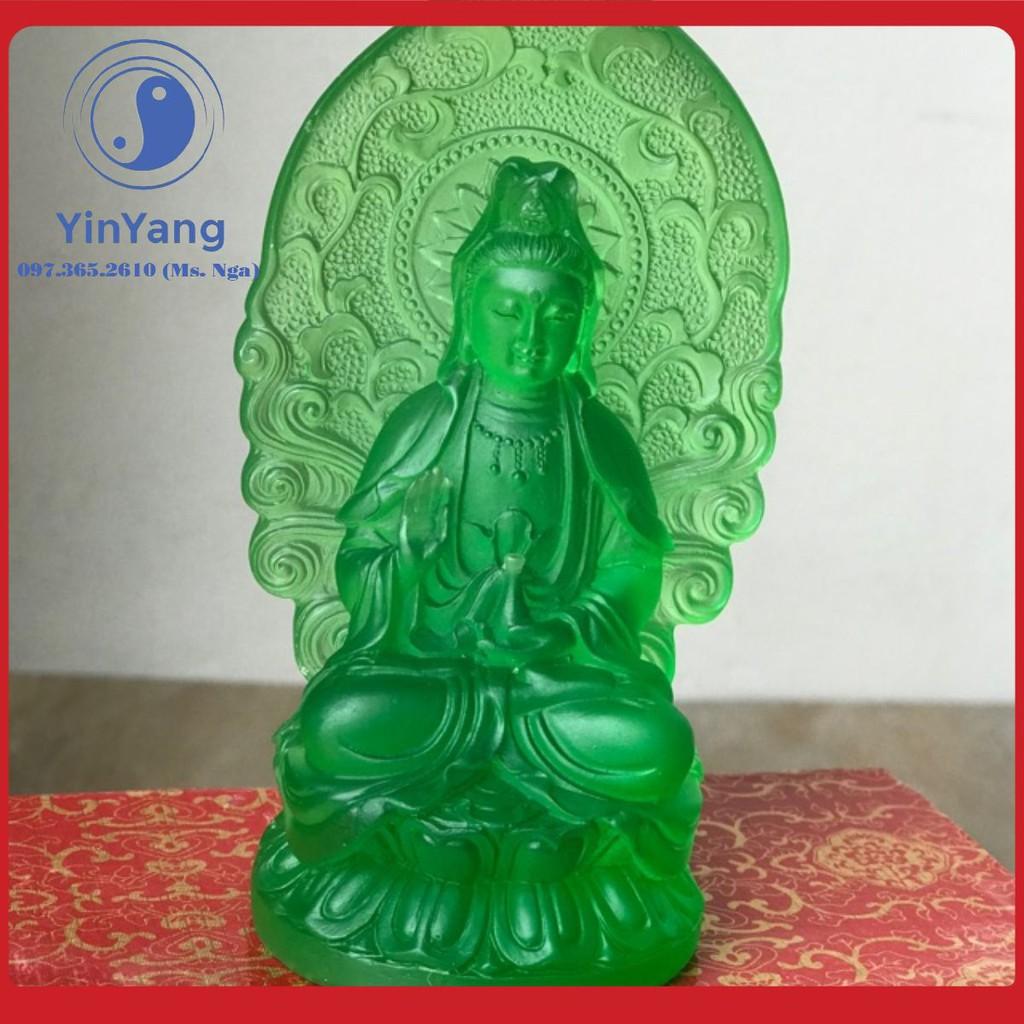 Tượng Quan Âm lưu ly xanh ngọc