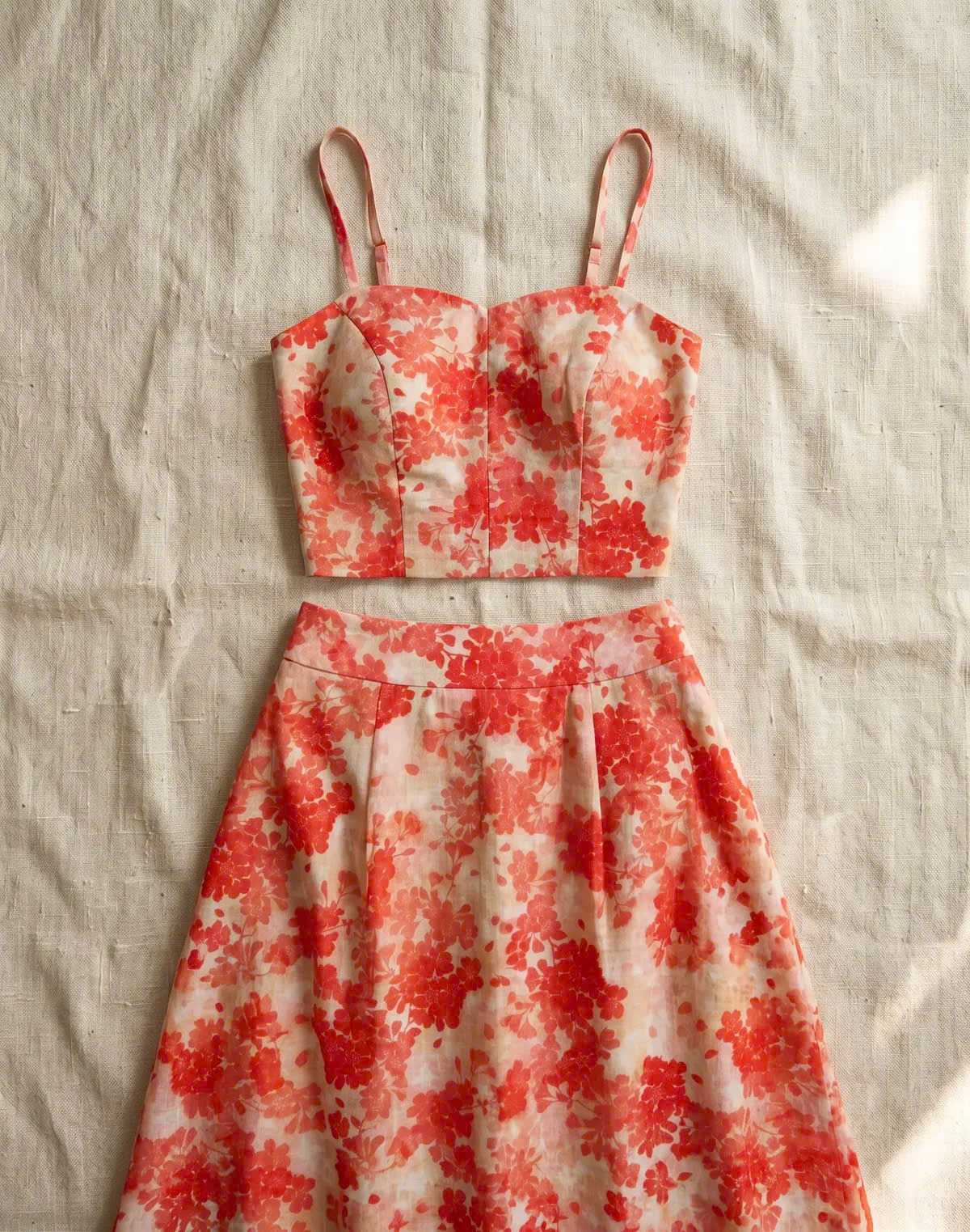 Áo Croptop Hai Dây Hoa Ramie Thanh Minh Top208 Thời trang Hity