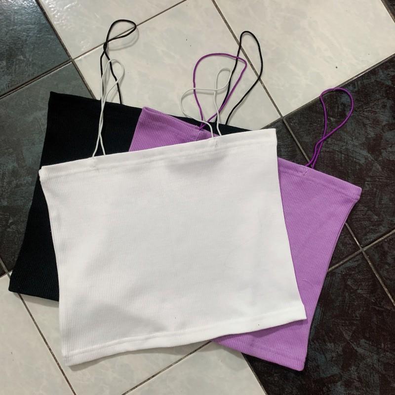 Áo hai dây sợi bún croptop CRA019 chất bo gân nhiều màu