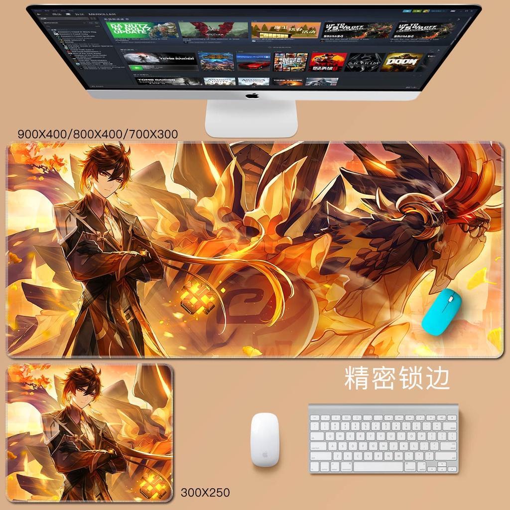 Tấm lót chuột và bàn phím máy tính bằng cao su in hình nhân vật trong game Genshin Impact