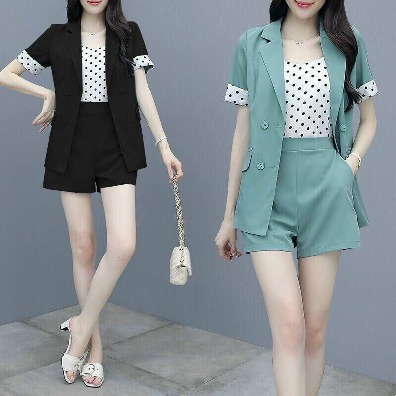 Bộ Đồ Vest Tay Ngắn Kèm Áo Thun Xinh Xắn - HY270114