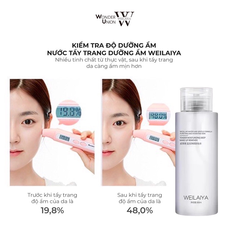 Tẩy trang Weilaiya Tender Moisturizing Deep Make Up Remover làm sạch lớp trang điểm 300 ml