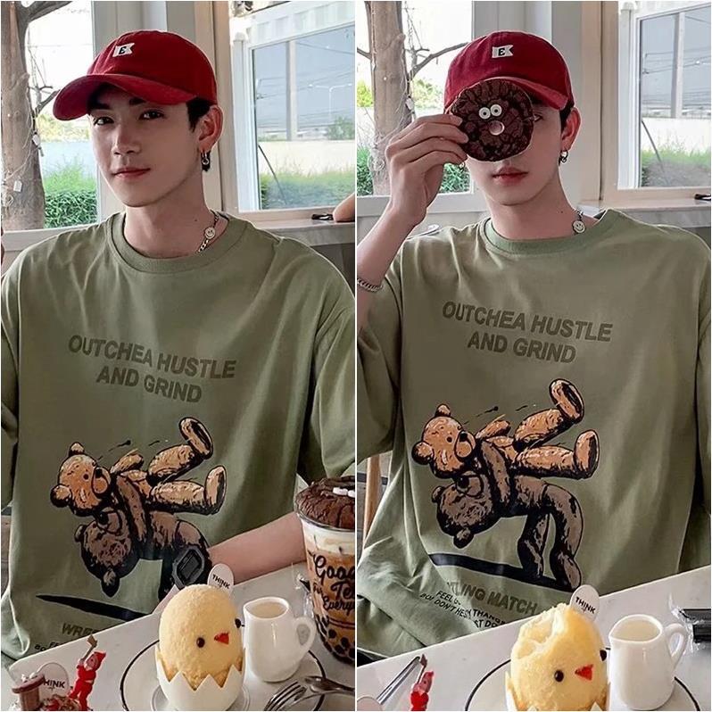 HÀNG SẴN- Áo Thun Nam Ngắn Tay In Hình Gấu Phong Cách Vintage