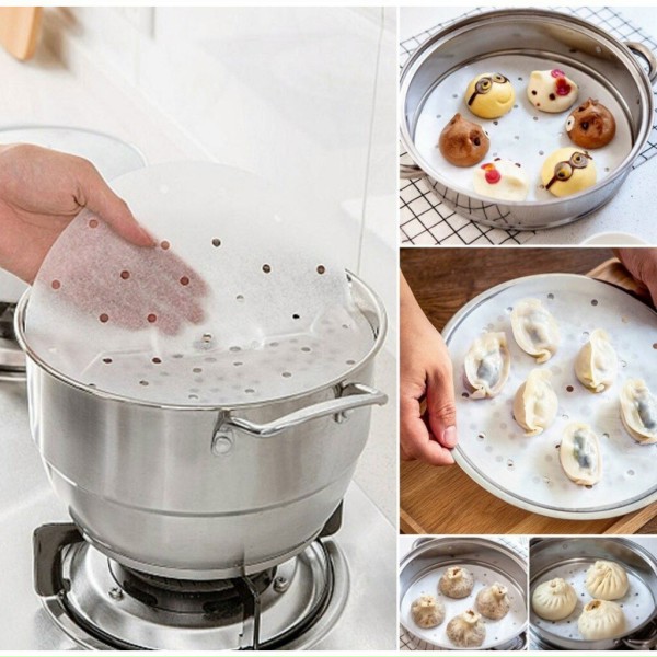 Gói 100 tờ giấy nến đục lỗ cho nồi chiên không dầu giấy nến nướng bánh đục lỗ Set 100