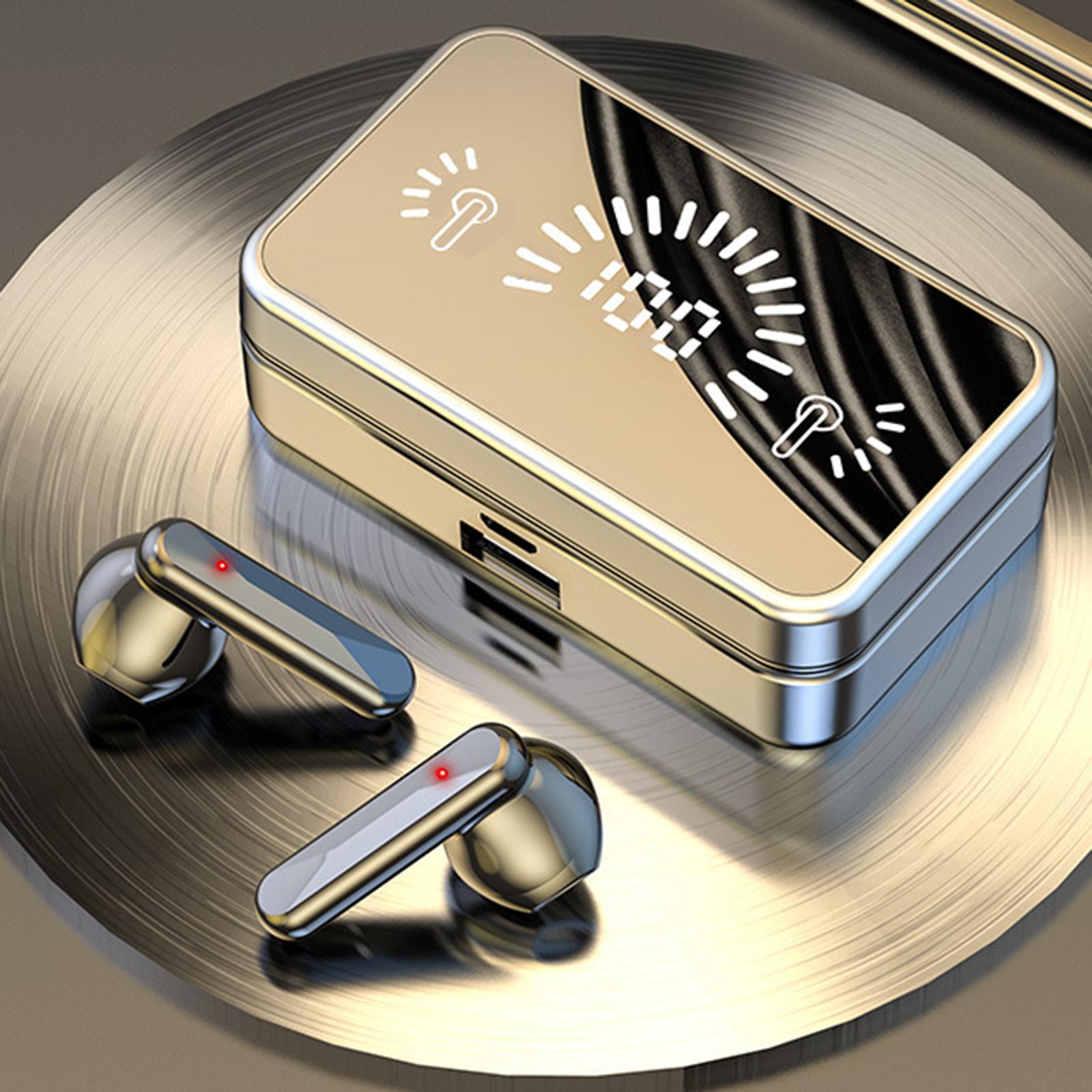 Mini Wireless Earbuds Earphones Touch Function Headphones Lightweight Heavy Bass Mirror with HD Mic Meeting