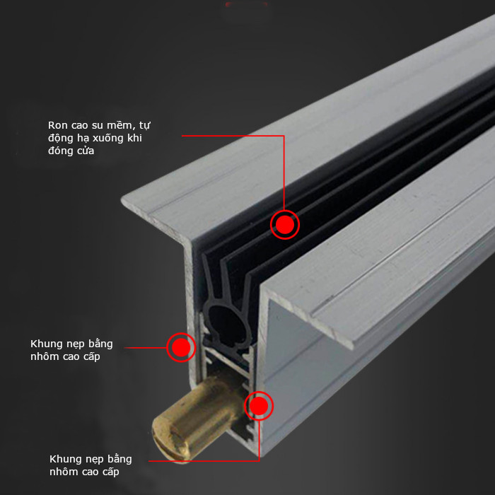 Nẹp chân cửa chắn gió bụi tự động âm cửa BBS