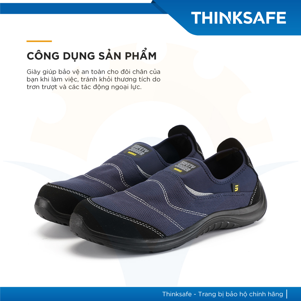 Giày bảo hộ lao động nam Jogger Yukon siêu nhẹ, thoáng khí, chống dập ngón, chống trượt, không dây - Thinksafe