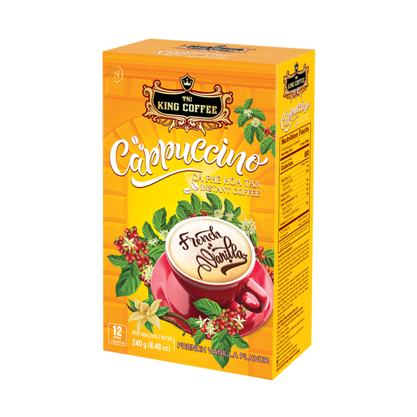 Cà Phê Hòa Tan Cappuccino Vị Vani KING COFFEE - Hộp 12 gói x 20g