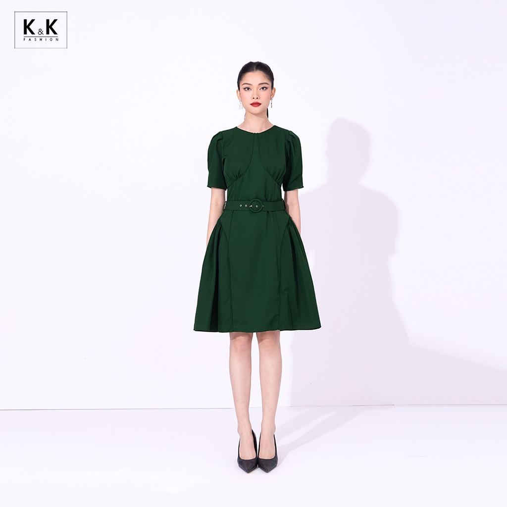 Đầm Xòe Đơn Sắc Kèm Đai Eo K&amp;K Fashion KK118-08 Chất Liệu Thô Mướt