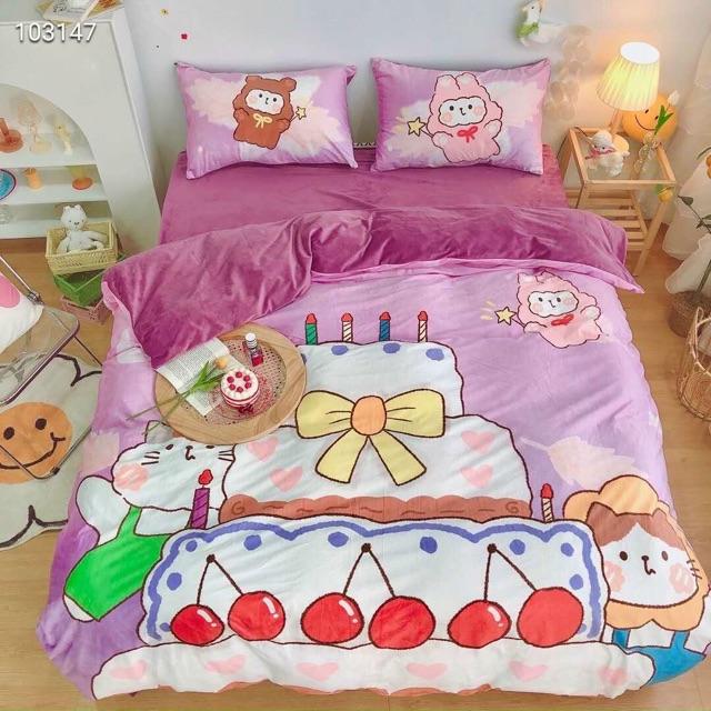 Set Nỉ Nhung CảToon 5D Hàng Nhập Khẩu Cao Cấp 4 Món Dành cho Bé Hình Ngộ Nghĩnh