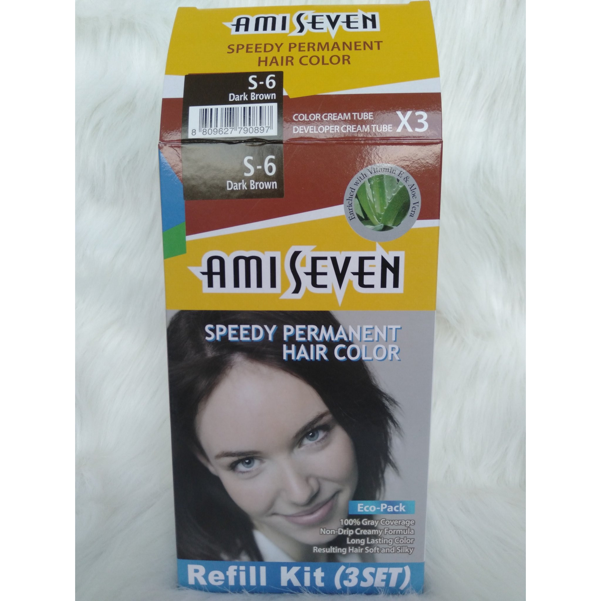 Nhuộm phủ bạc dược thảo SIÊU TiẾT KiỆM Ami Seven Nhanh 7 phút - S6- NÂU ĐẬM