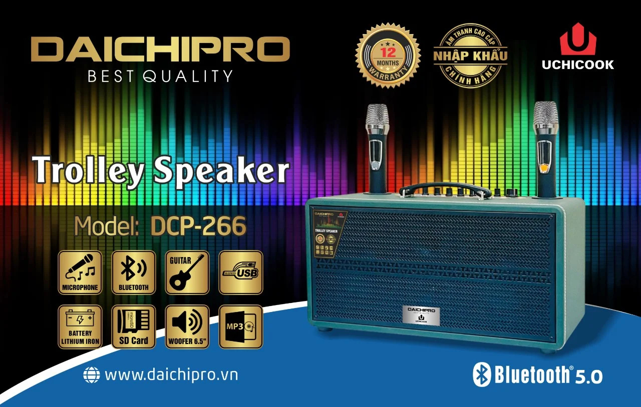 Loa Karaoke Xách Tay Daichipro DCP 266, Công Nghệ Nhật Bản, Âm Thanh Sắc Nét, Tự Tin Ca Hát- Hàng Chính Hãng