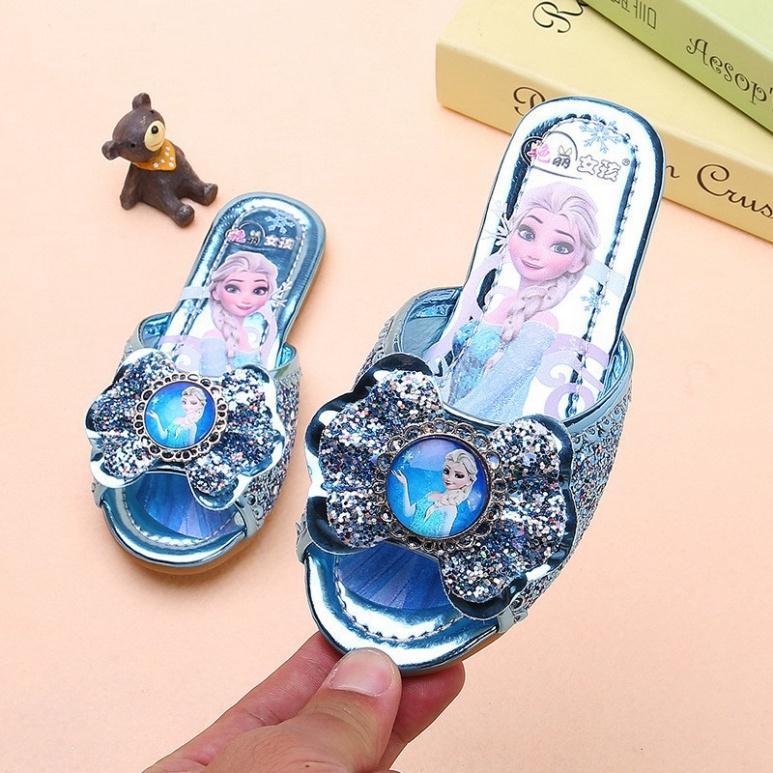 Cho Bé Dép in họa tiết công chúa Elsa thời trang mùa hè size 26-36 dành cho bé gái