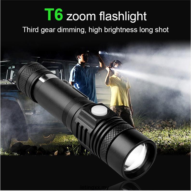 Đèn Pin Led T6 18650 Sạc Usb Tiện Dụng Cho Hoạt Động Ngoài Trời