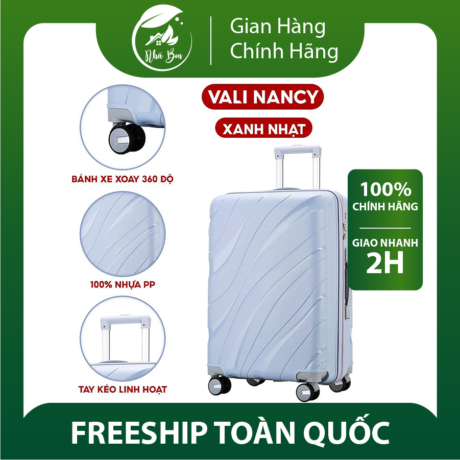 Vali Du Lịch Nancy Bamozo Size 20/24/28 Nhựa PP Cao Cấp, Vali Kéo Du Lịch Chống Vỡ