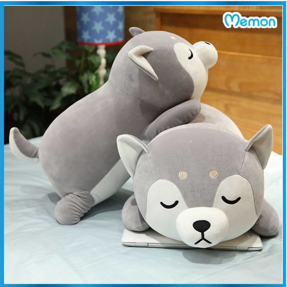 Gấu bông chó shiba ngủ cao cấp Memon, chó bông gối ôm chó shiba bông mềm mịn