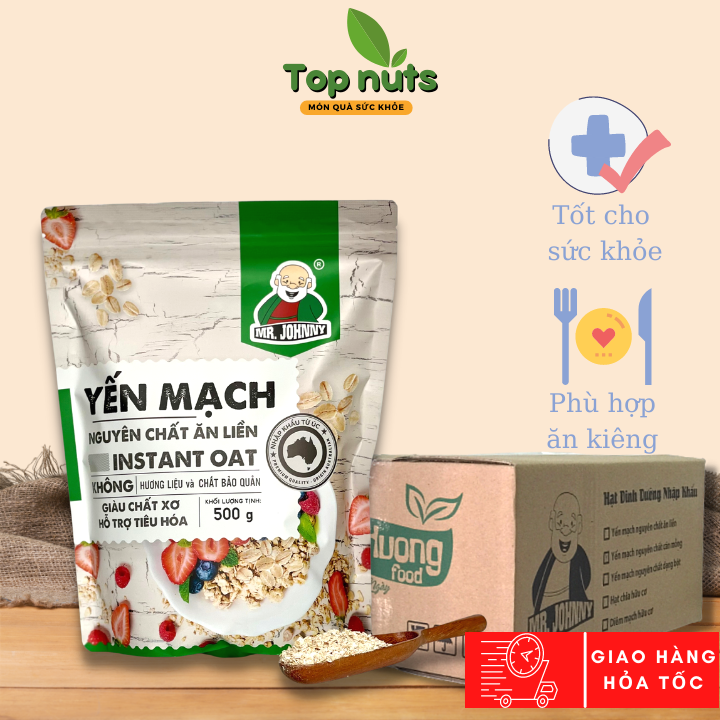 Combo 5 Bịch Yến Mạch Úc Tươi Mr Johnny 500g - Cho người ăn kiêng, giảm cân - Cán vỡ - Instant Oat (Xanh lá)