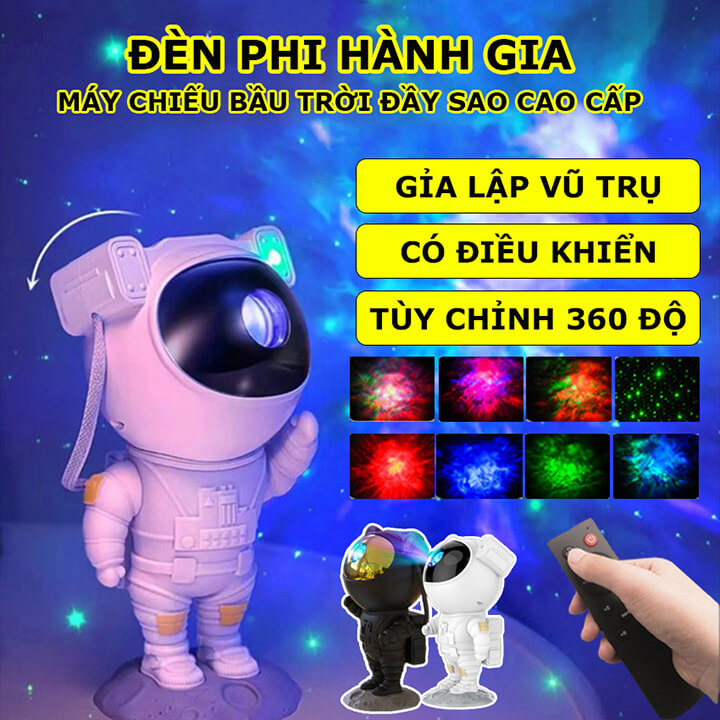 Đèn phi hành gia chiếu sao thiên hà Laser mẫu mới có điều khiển từ xa, đèn ngủ chiếu sao vũ trụ trang trí phòng ngủ