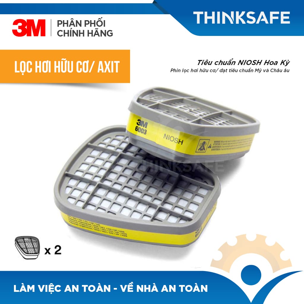 Phin lọc 3M 6003 Phin lọc hơi hữu cơ, vô cơ thường sử dụng cho mặt nạ phòng độc 3M 6200, 3M 7502, 3M 6800
