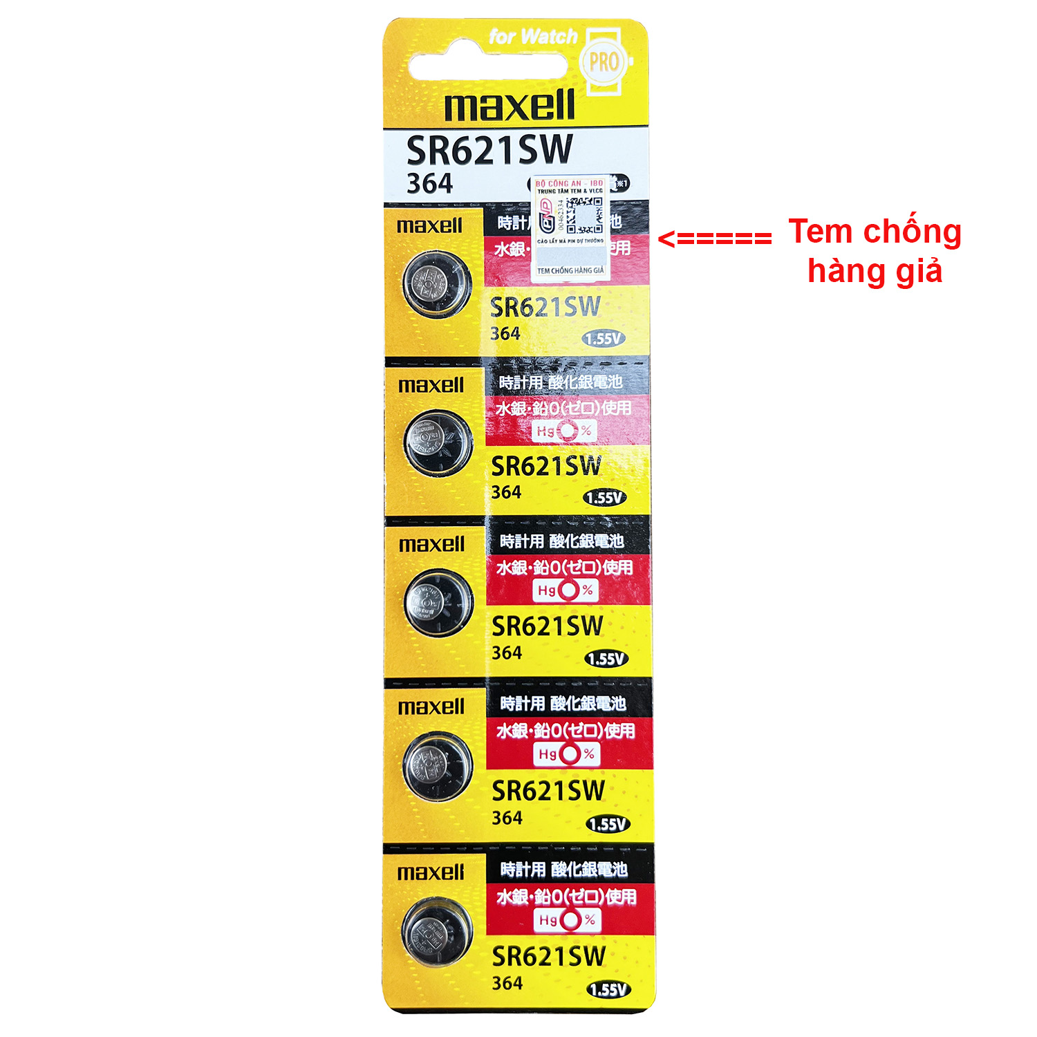 Pin chính hãng Maxell 364 SR621SW AG1 dành cho đồng hồ, thiết bị điện tử - 5 Viên