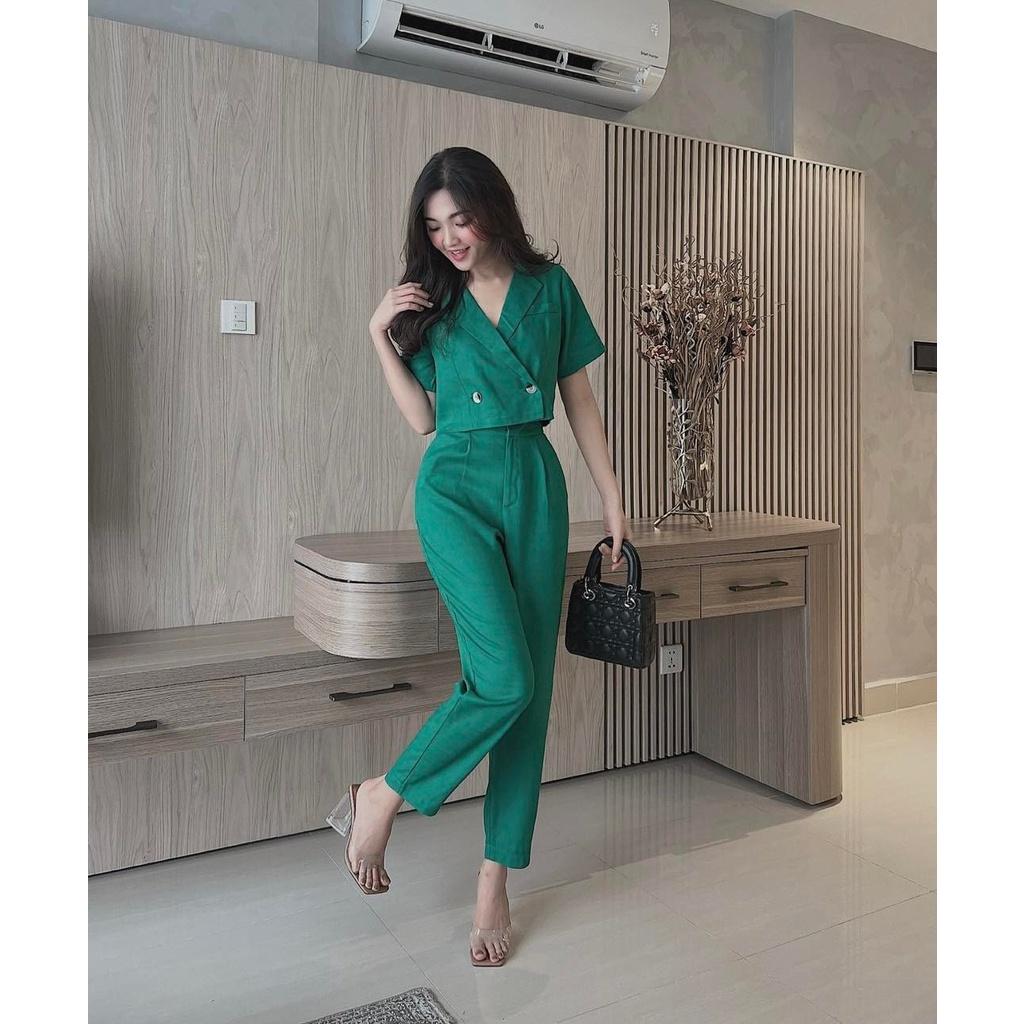 SET VEST NỮ TAY DÀI PHỐI QUẦN ĐEN LAMIA DESIGN LE118