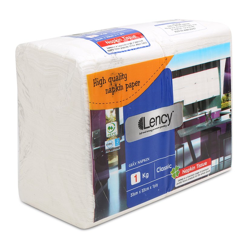 Khăn giấy 1 lớp Lency 33cm gói 1kg