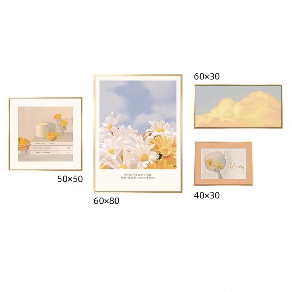 Tranh canvas tràn viền treo tường phòng khách, tranh bông hoa sắc màu H 140-144