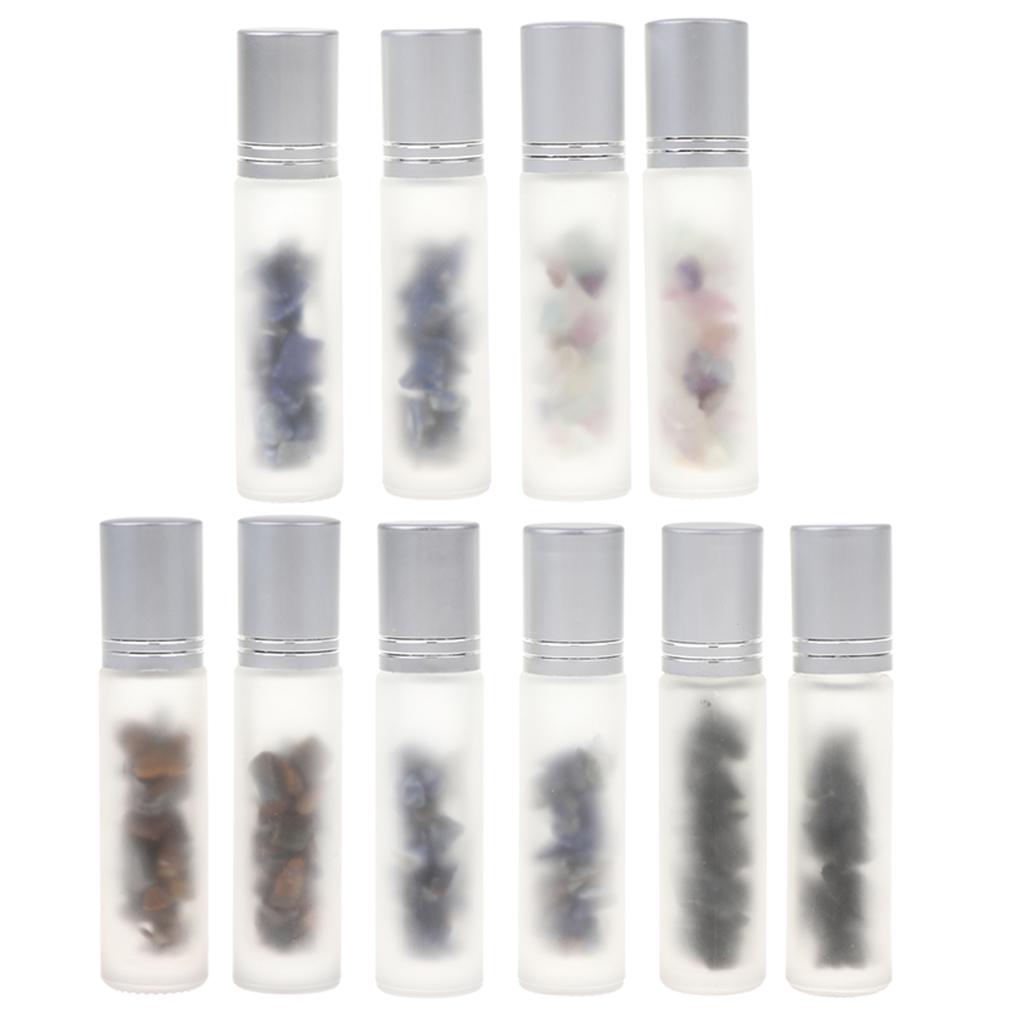 2X 10ml Empty Frosted Glass Perfume Roller Ball Bottles