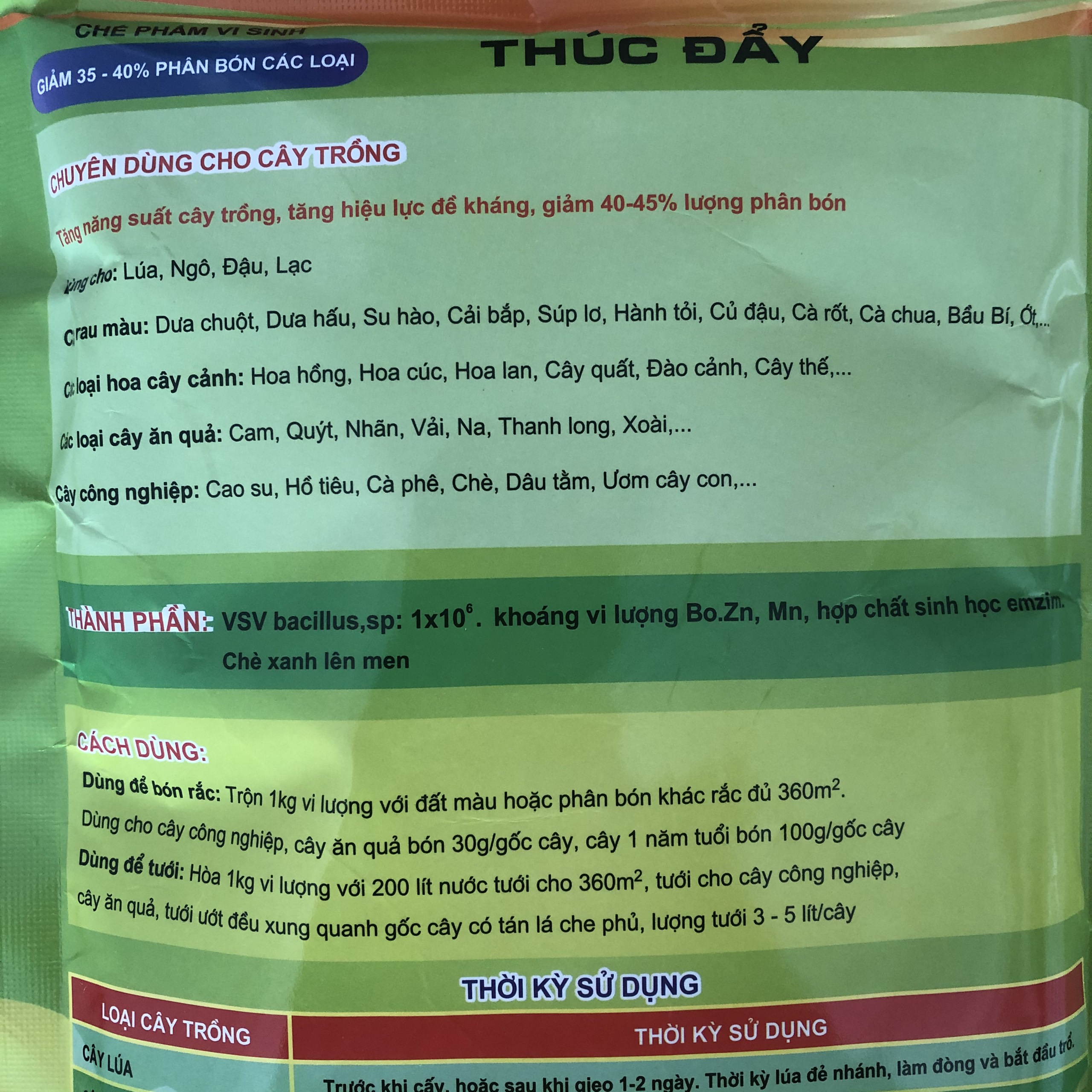 Phân bón vi sinh Siêu ra rễ, ra đọt, to củ, to quả, chắc hạt theo công nghệ vi sinh mới nhất, giúp giảm 35-40% lượng phân bón mang lại hiệu quả kinh tế cao