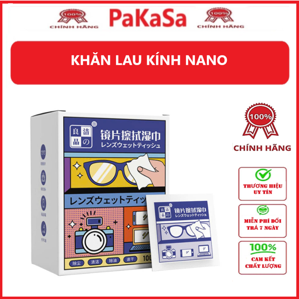 Combo 100 Khăn Lau Mắt Kính Nano- Miếng Giấy Lau Kính Chống Bám Hơi Nước, Lau Sạch Vân Tay Bụi Bẩn- Chính Hãng