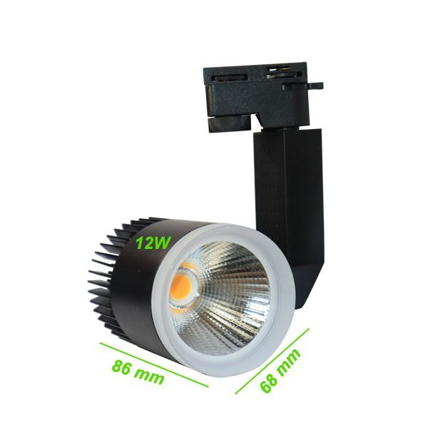 Bộ 3 Đèn Led Rọi Ray COB 12w Vỏ Đen Và 1 Thanh Ray 1M