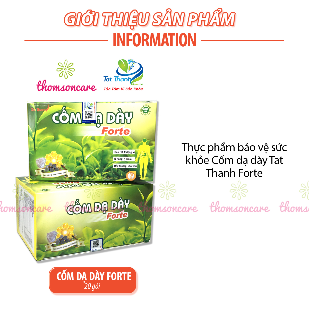 Cốm dạ dày Tất Thành Forte - Hỗ trợ giảm đầy hơi, ợ chua, trào ngược, đau rát thượng vị - Từ chè dây, nghệ đen và thảo dược