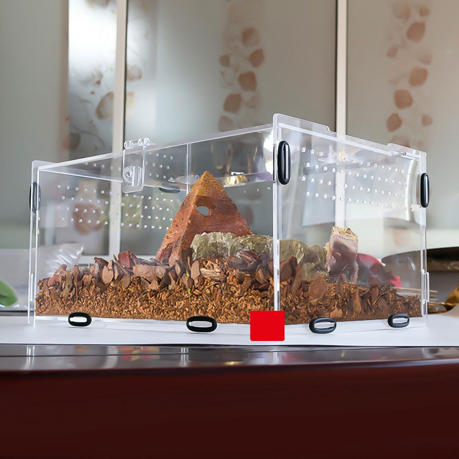 Reptile Breeding Box Carrier Hamster Feeding Cage Habitat Feeding Box Acrylic Transport Reptile Terrarium for Invertebrates Isopods Snake
