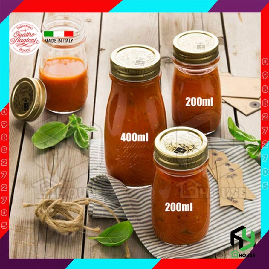 Chai đựng đựng nước ép, sữa hạt Quattro - Bormioli Rocco -Hàng Chính Hãng