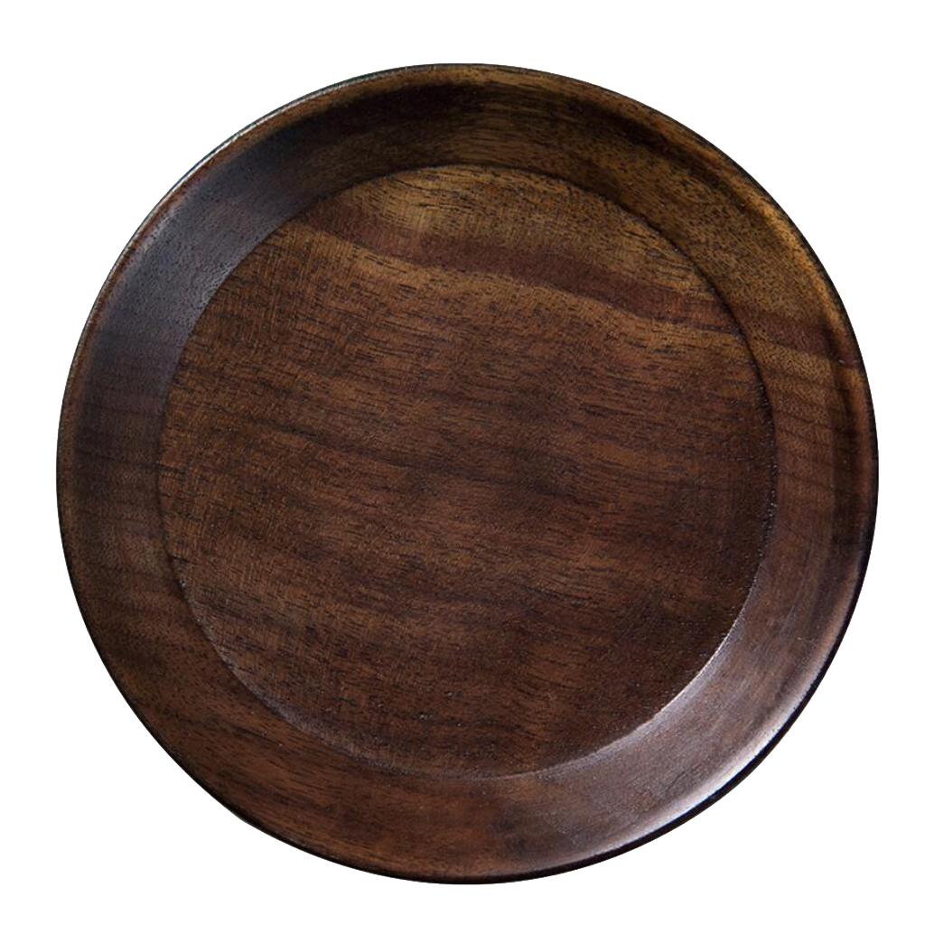 Round Wooden Serving Tray Dish Plate Fruit Snacks Cake Storage Trays 3 inch
