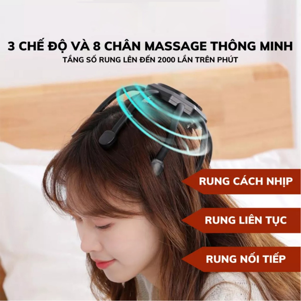 Máy Massage Đầu, Máy Mát Xa Đầu Giảm Đau Đầu, Căng Thẳng, Mệt Mỏi, Máy Mátxa Đầu Giúp Lưu Thông Máu, Máy Rung Đầu Thư Giãn &amp; Giảm Stress, Ngủ Ngon Giấc Hơn