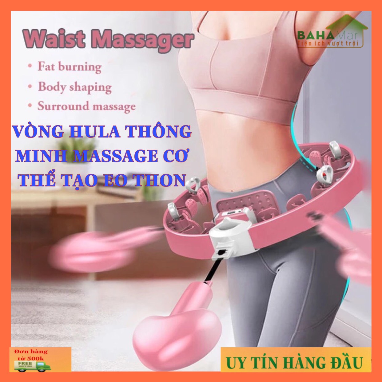 VÒNG HULA THÔNG MINH MASSAGE CƠ THỂ TẠO EO THON - DỤNG CỤ THỂ DỤC THỂ THAO &quot;BAHAMAR&quot; dễ sử dụng, tác động trực tiếp vùng eo để làm tan mỡ, có bộ đếm vòng quay thông minh