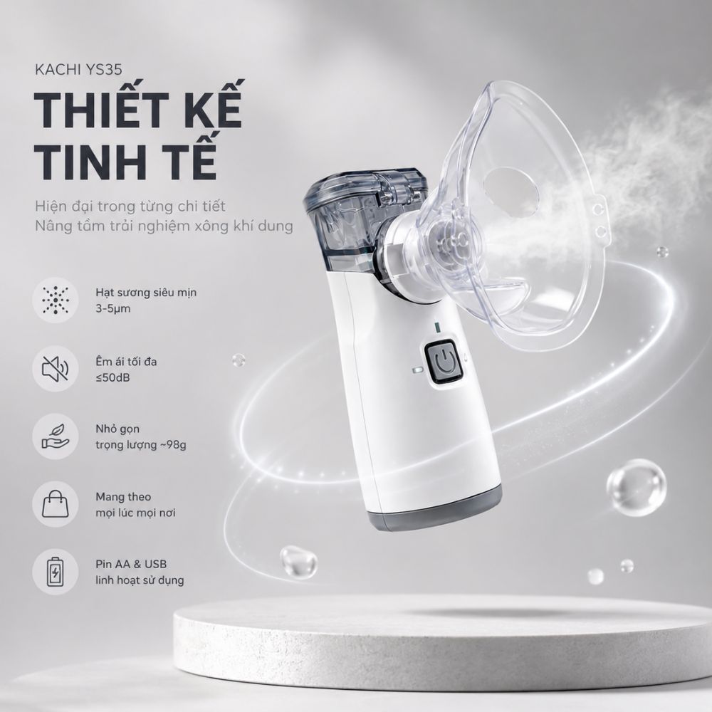 Máy Xông Khí Dung Cầm Tay Kachi YS35: Giải Pháp Hô Hấp Linh Hoạt Mọi Lúc, Mọi Nơi - hàng chính hãng