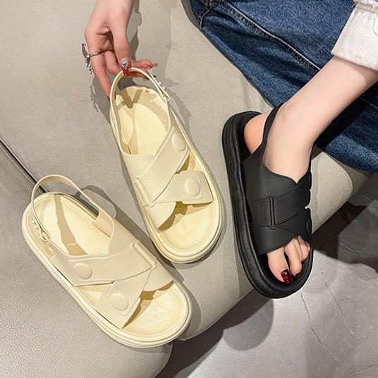 Dép Nữ, Sandal Bánh Mỳ Đế Cao 2cm, Sandal QUAI CHÉO sẵn hàng