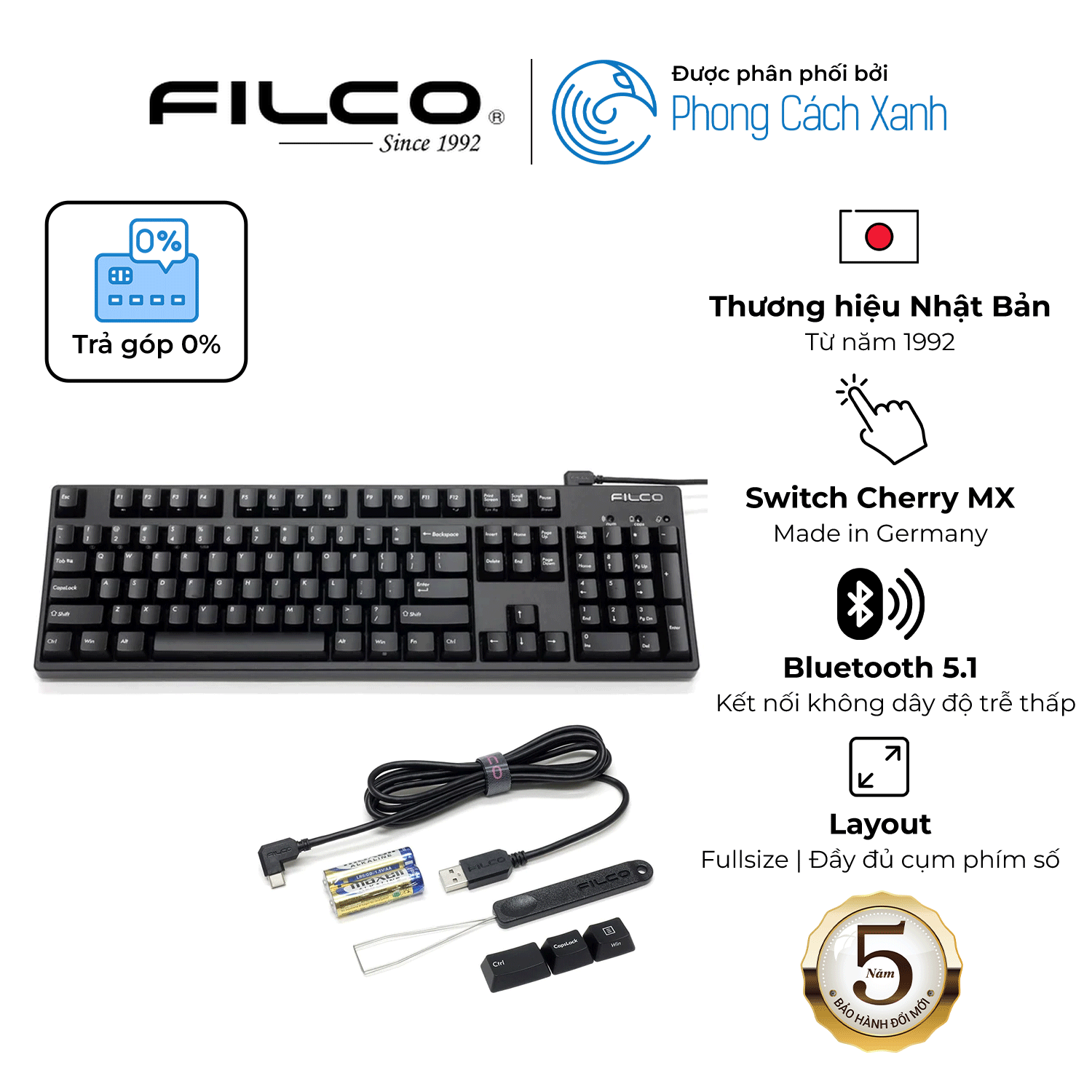 Bàn phím cơ Filco Majestouch Convertible 3X - Fullsize - Hàng Chính Hãng