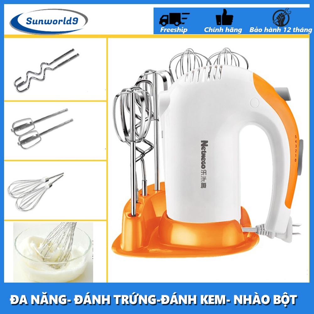 Máy Đánh Trứng Cầm Tay Netmego N38D 300W Cao Cấp Bền Đẹp , Gồm 2 Que Trộn, 2 Que Nhào, 2 Que Phới Lồng