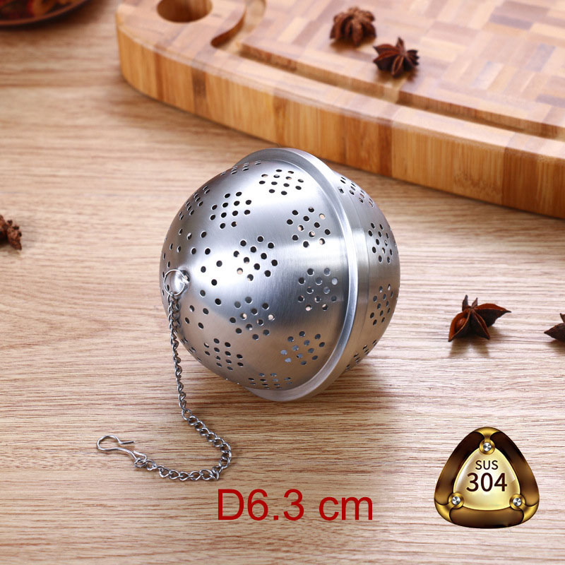 Dụng cụ lọc pha trà hình cầu D63-D73mm-D83mm-D94mm-D110mm tùy chọn, làm bằng inox 304 đục lỗ