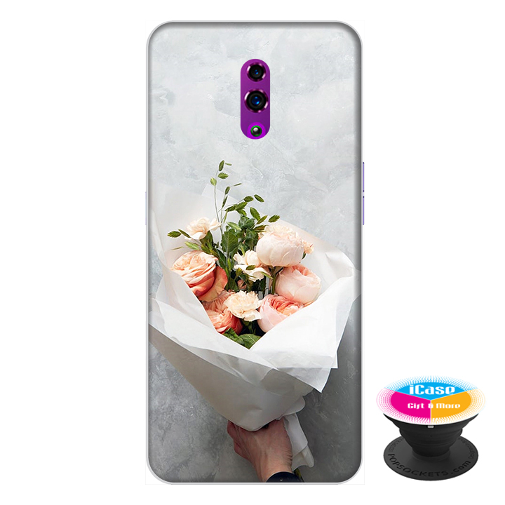 Hình ảnh Ốp lưng điện thoại Oppo Reno hình Bó Hoa Tình Yêu tặng kèm giá đỡ điện thoại iCase xinh xắn - Hàng chính hãng