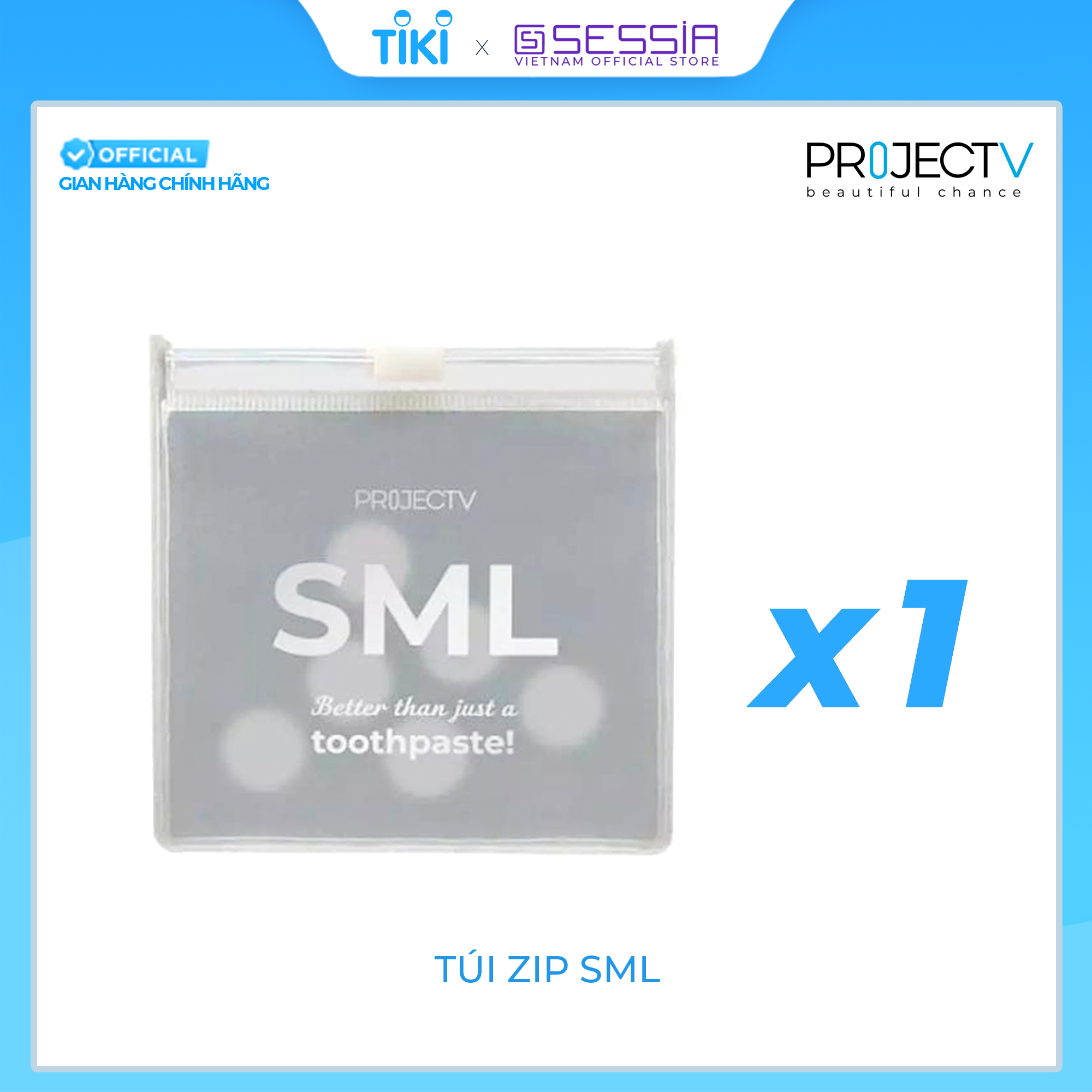 Túi Zip Đựng Kem Đánh Răng SML (5x5cm) Kèm 6 Viên Kem Đánh Răng SML - PROJECT V - Tiện Dụng &amp; Thân Thiện Môi Trường - Hàng Chính Hãng